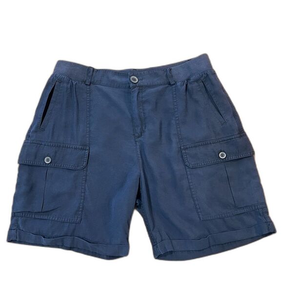Soft Surroundings Pali Rayon Blend Cargo Utility Outdoor Casual Shorts Blue Sz L - Picture 3 of 7
